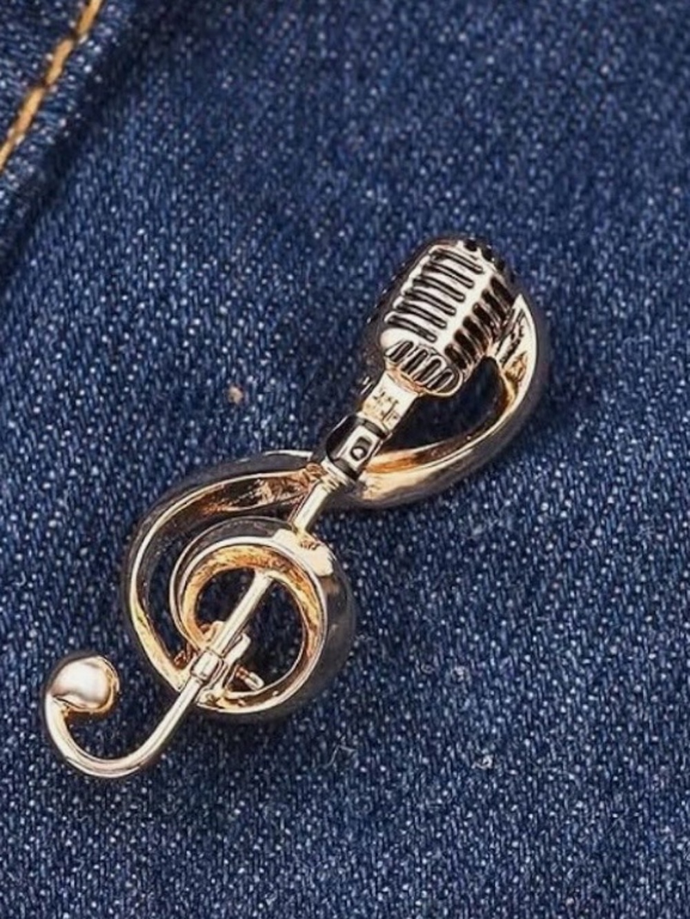 Music Note & Microphone Brooch - Picture 3 of 3